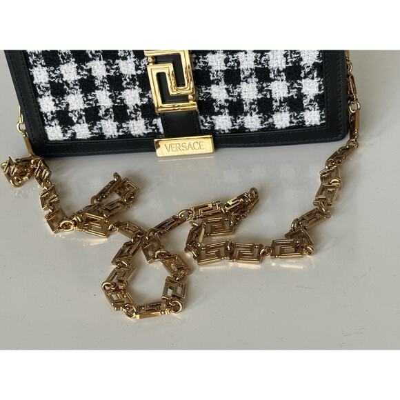 Versace Greek Key Leather Black Wallet on Chain Mini Shoulder Bag 1007220 NWT - Picture 4 of 16